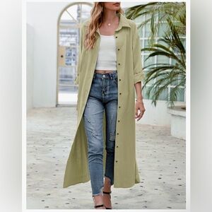 FASUMAVA Women's Linen Shirt Dress Long Sleeve Casual Dress with Pockets- Size S